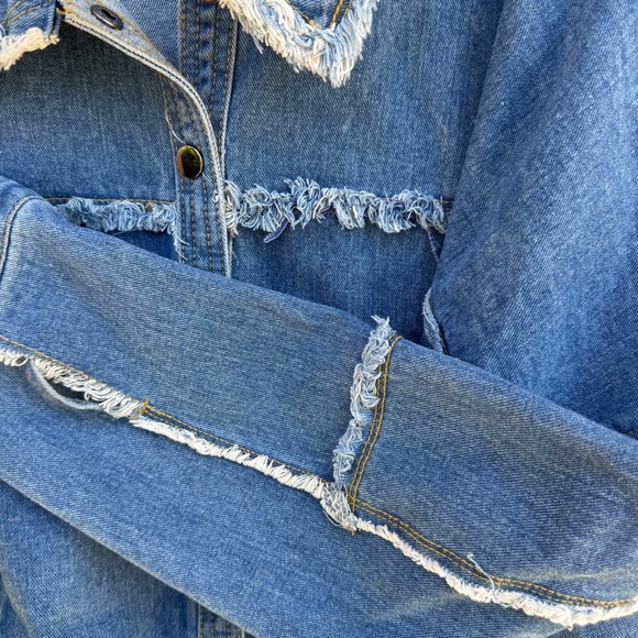 Distressed Blue Denim Jacket - Picture 5 of 7